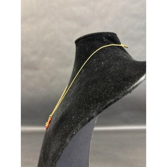 Ruby Red and Gold Tone Slippers Necklace - Picture 8 of 12